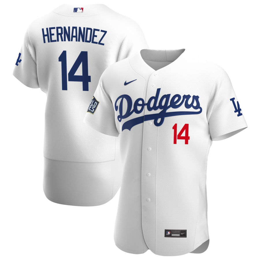 Los Angeles Dodgers 14 Enrique Hernandez Men Nike White Home 2020 World Series Champions Authentic Player MLB Jersey